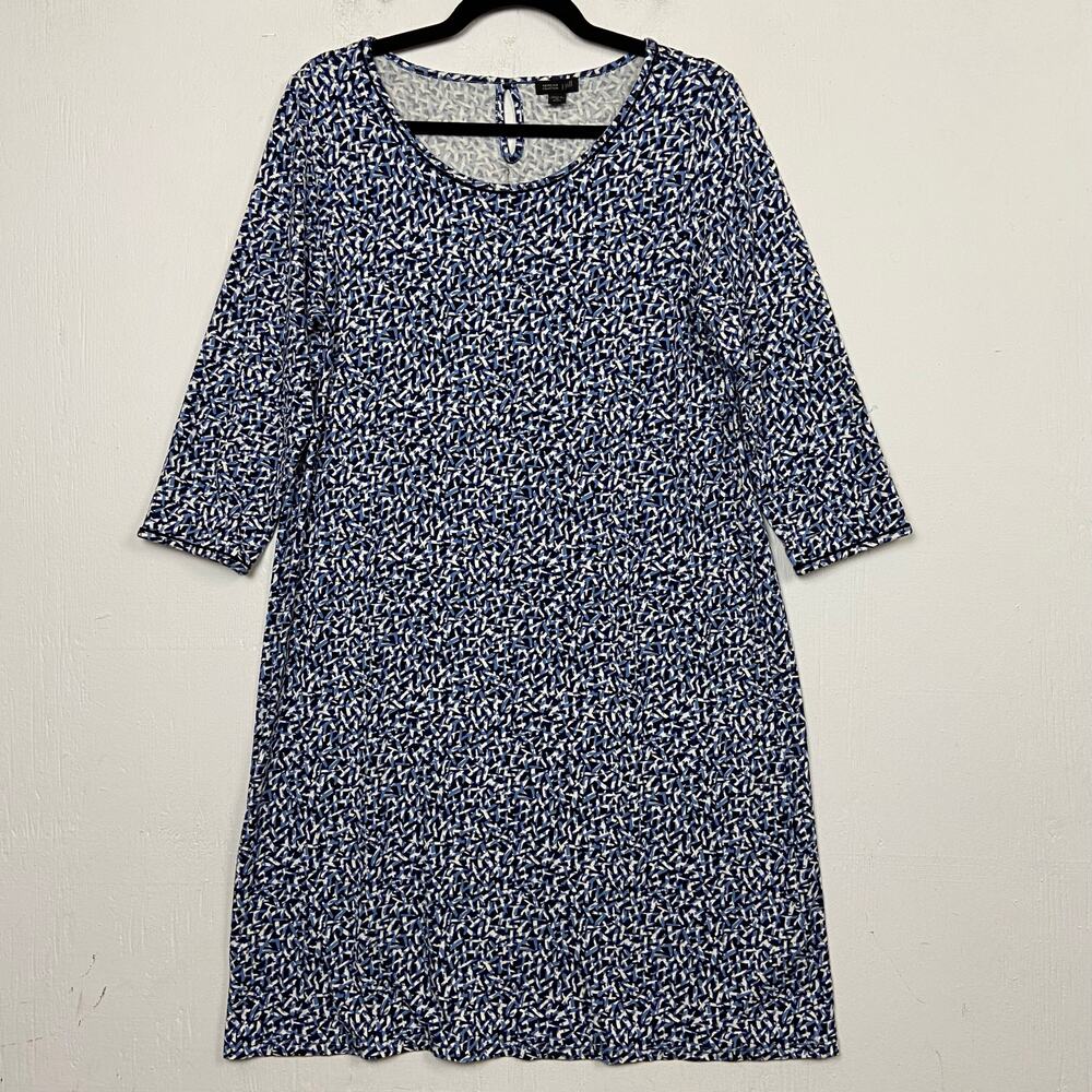 J. Jill Wearever Collection Women's Blue Geometric Stretch Knit Shift Dress M